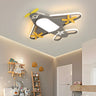 Child Room Large Green Airplane LED Flush Mount Light Image - 3