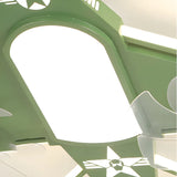 Child Room Large Green Airplane LED Flush Mount Light Image - 6