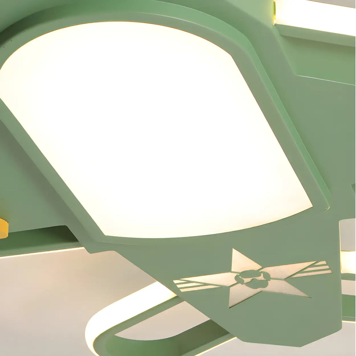 Child Room Large Green Airplane LED Flush Mount Light Image - 7