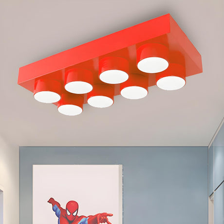 Child Room Large Red Building Blocks Flush Mount Light Image - 1