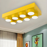 Child Room Large Red Building Blocks Flush Mount Light Image - 10