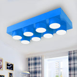 Child Room Large Red Building Blocks Flush Mount Light Image - 15