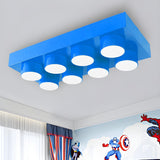 Child Room Large Red Building Blocks Flush Mount Light Image - 16