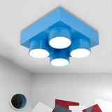 Child Room Large Red Building Blocks Flush Mount Light Image - 18