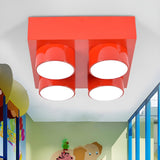 Child Room Large Red Building Blocks Flush Mount Light Image - 6