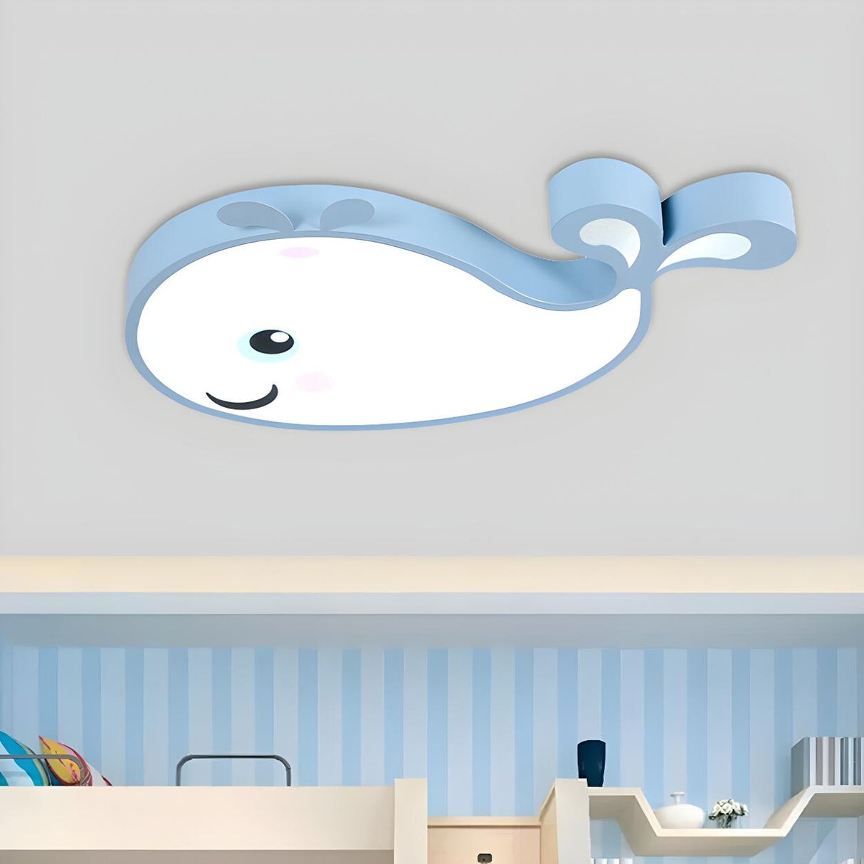 Child Room Lovely Pink Dolphin LED Flush Mount Light Image - 6