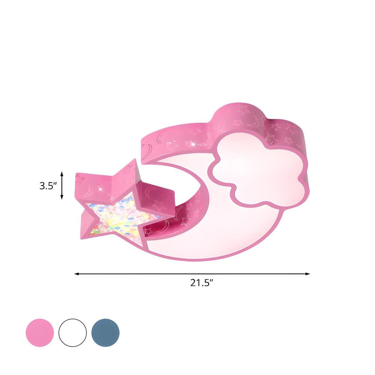 Child Room Pink Moon Star Cloud LED Flush Mount Light Image - 16