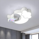 Child Room Pink Moon Star Cloud LED Flush Mount Light Image - 17