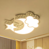 Child Room Pink Moon Star Cloud LED Flush Mount Light Image - 18