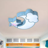 Child Room Pink Moon Star Cloud LED Flush Mount Light Image - 23