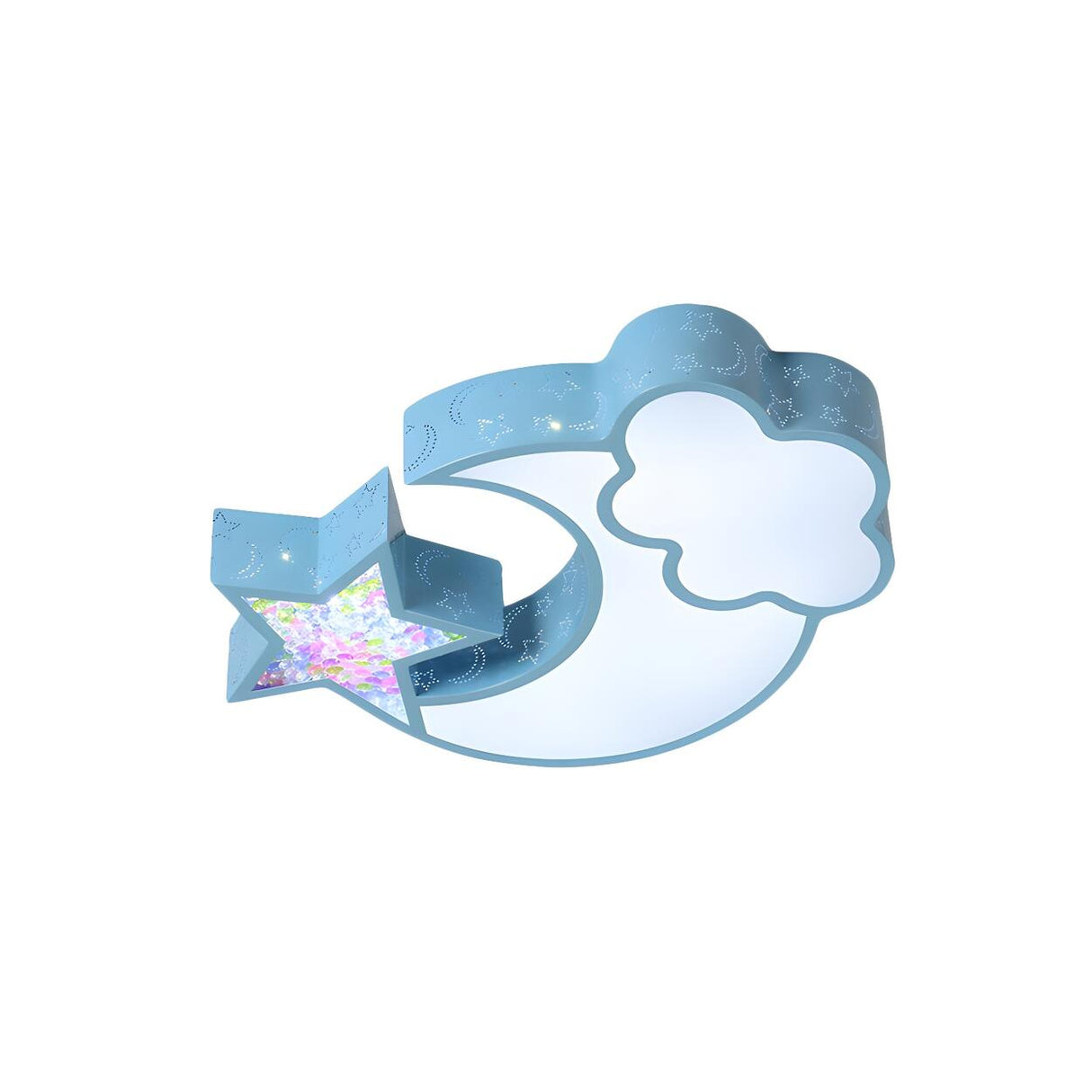 Child Room Pink Moon Star Cloud LED Flush Mount Light Image - 24