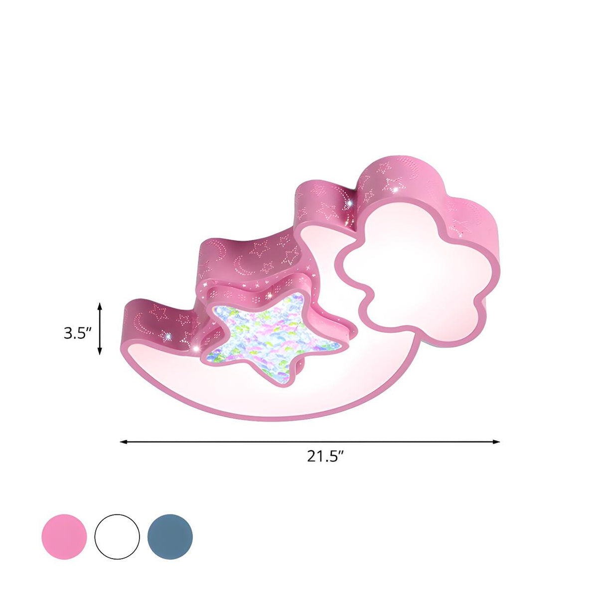 Child Room Pink Moon Star Cloud LED Flush Mount Light Image - 3