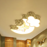 Child Room Pink Moon Star Cloud LED Flush Mount Light Image - 4