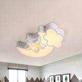 Child Room Pink Moon Star Cloud LED Flush Mount Light Image - 5