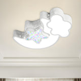 Child Room Pink Moon Star Cloud LED Flush Mount Light Image - 6