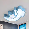 Child Room Pink Moon Star Cloud LED Flush Mount Light Image - 8