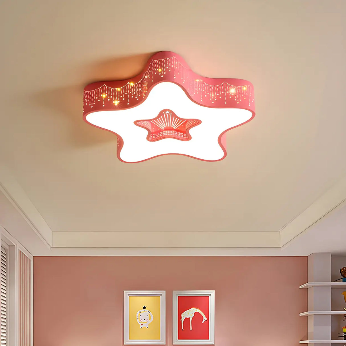 Child Room Pink Star Small Flush Mount Ceiling Light Image - 12