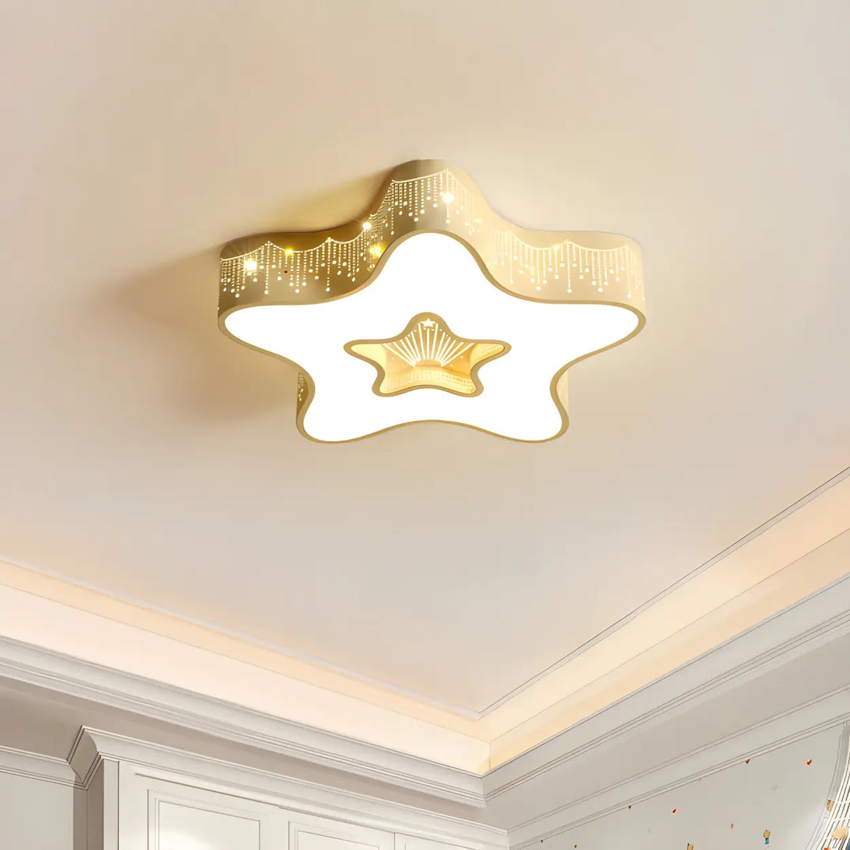 Child Room Pink Star Small Flush Mount Ceiling Light Image - 2