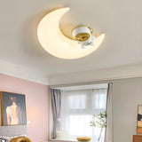 Child Room Resin Moon Star LED Small Flush Mount Light Image - 15