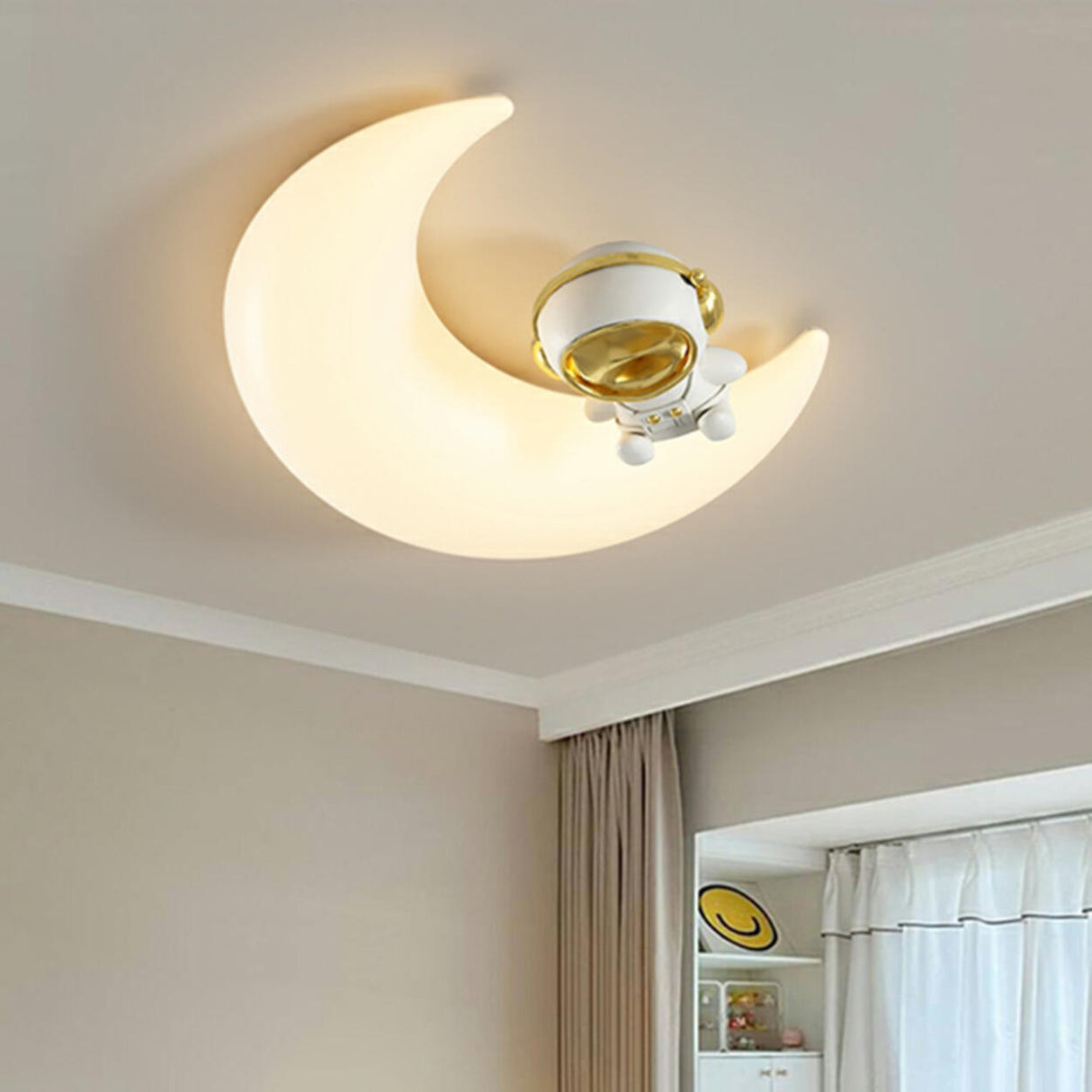 Child Room Resin Moon Star LED Small Flush Mount Light Image - 4