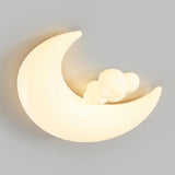 Child Room Resin Moon Star LED Small Flush Mount Light Image - 8