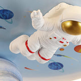 Child Room Space Astronaut Round LED Flush Mount Light Image - 15