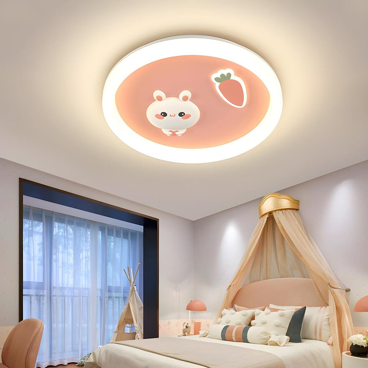 Child Room Space Astronaut Round LED Flush Mount Light Image - 5