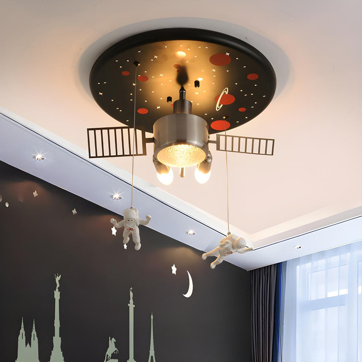 Child Room Space Satellite Flush Mount Ceiling Light Image - 2