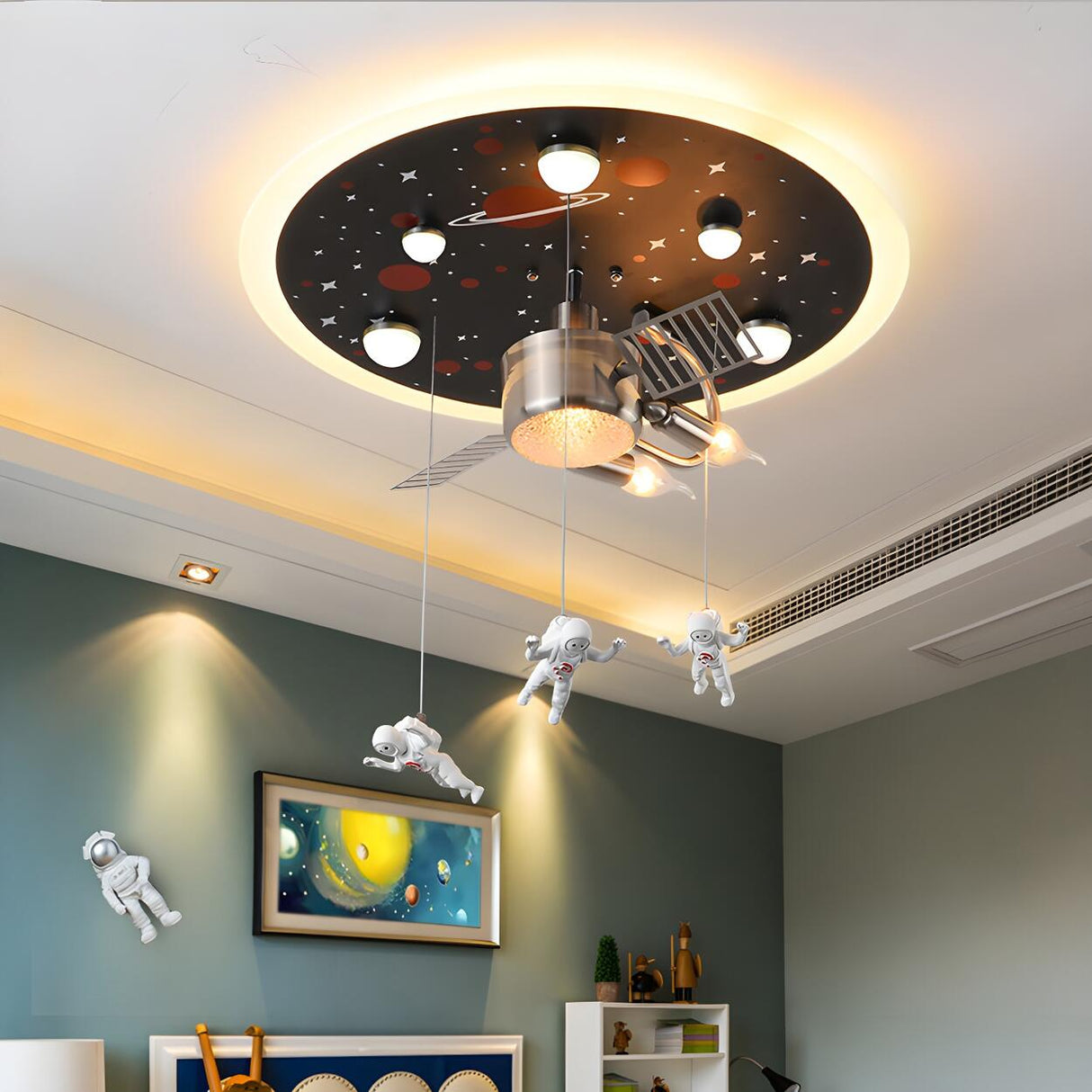 Child Room Space Satellite Flush Mount Ceiling Light Image - 6