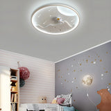 Child Room Space-Themed Round LED Flush Mount Light Image - 1