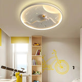 Child Room Space-Themed Round LED Flush Mount Light Image - 2