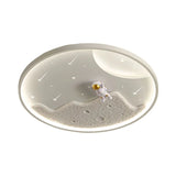 Child Room Space-Themed Round LED Flush Mount Light Image - 5