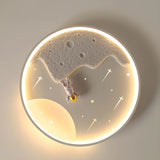 Child Room Space-Themed Round LED Flush Mount Light Image - 6