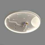 Child Room Space-Themed Round LED Flush Mount Light Image - 7