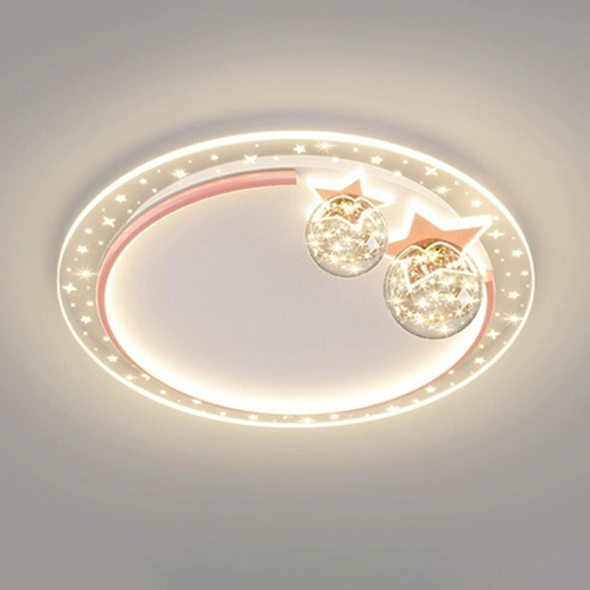 Child Room Starry Circle LED Flush Mount Ceiling Light Image - 6