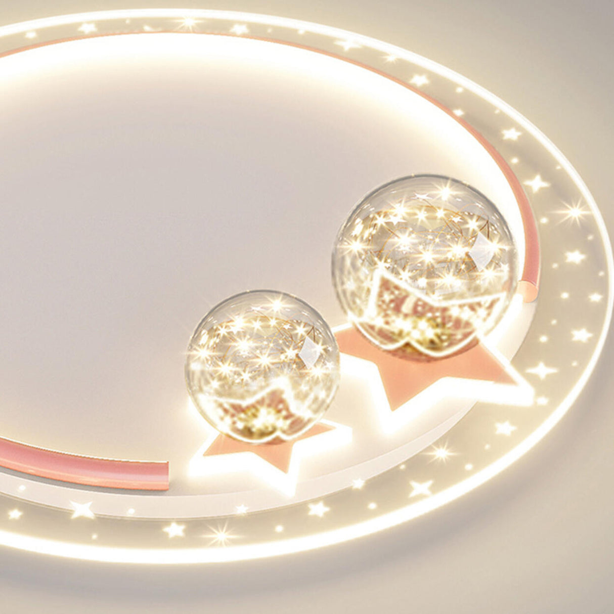 Child Room Starry Circle LED Flush Mount Ceiling Light Image - 8