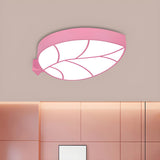 Child Room Unique Yellow Leaf LED Flush Mount Light Image - 10