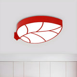 Child Room Unique Yellow Leaf LED Flush Mount Light Image - 5