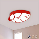 Child Room Unique Yellow Leaf LED Flush Mount Light Image - 6