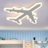 Child Room White Airplane-Shaped LED Flush Mount Light Image - 1