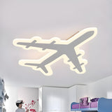 Child Room White Airplane-Shaped LED Flush Mount Light Image - 2