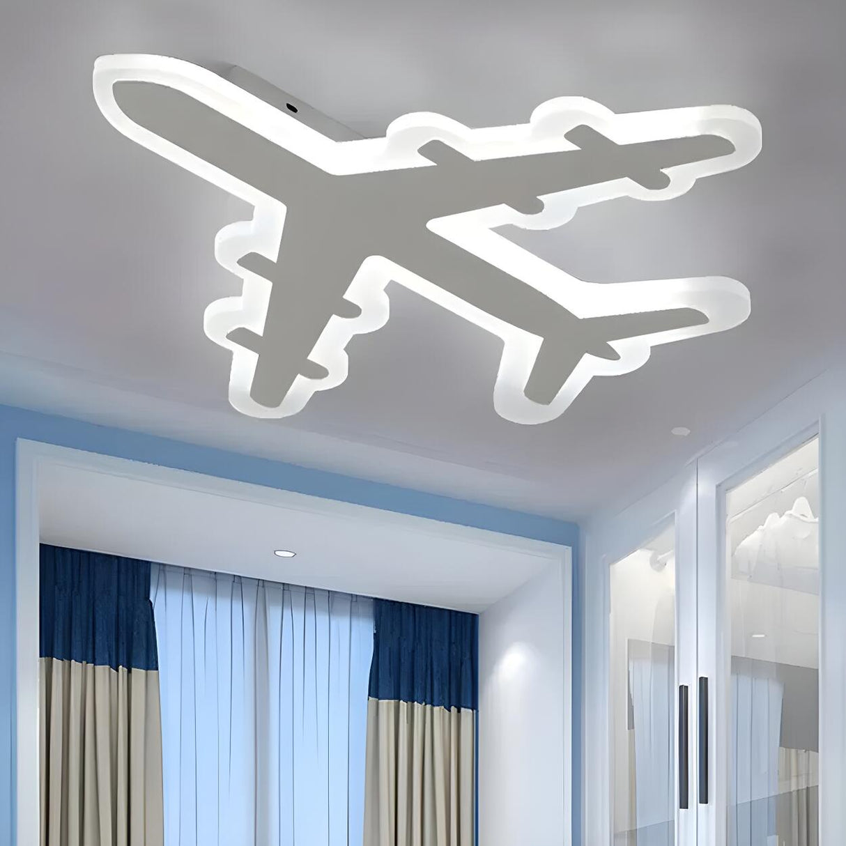 Child Room White Airplane-Shaped LED Flush Mount Light Image - 3