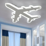 Child Room White Airplane-Shaped LED Flush Mount Light Image - 3