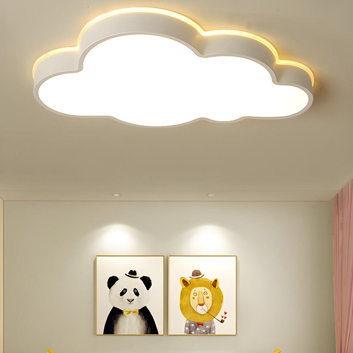 Child Room White Cloud Dimmable LED Flush Mount Light Image - 1