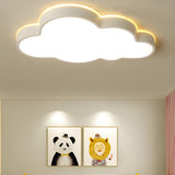 Child Room White Cloud Dimmable LED Flush Mount Light Image - 1