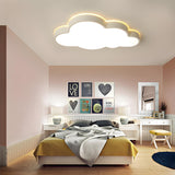 Child Room White Cloud Dimmable LED Flush Mount Light Image - 2