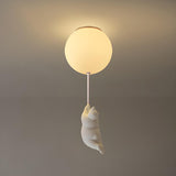 Child Room White Three Bear Balloon Flush Mount Light Image - 5