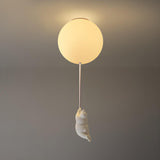 Child Room White Three Bear Balloon Flush Mount Light Image - 7