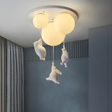 Child Room White Three Bear Balloon Flush Mount Light Image - 8