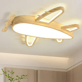 Child Room Wood Airplane LED Flush Mount Ceiling Light Image - 1